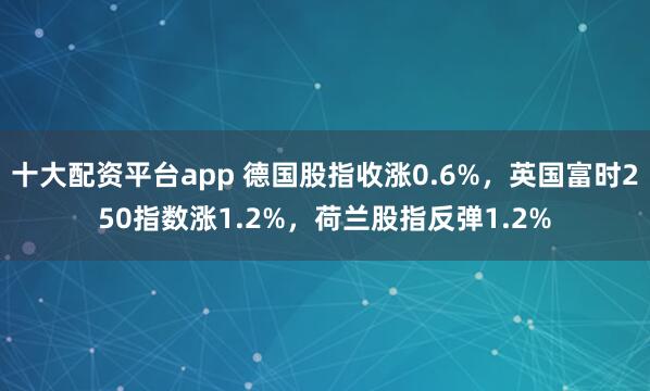 十大配资平台app 德国股指收涨0.6%,英国富时250指数涨1.2%,荷兰股指反弹1.2%