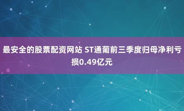 最安全的股票配资网站 ST通葡前三季度归母净利亏损0.49亿元